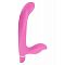 Розовый безремневой страпон Wishbone с вибрацией - 21 см.