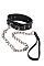 Чёрный кожаный ошейник Leather Collar с металлической цепью