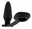 Чёрная анальная пробка-конус с эрекционным кольцом SONO 1 - 7,4 см.
