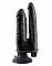Двойной чёрный вибратор со съемной присоской Double Vibrating Double Penetrator - 23,5 см.