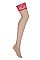 Телесные чулки Lovica с красной кружевной резинкой