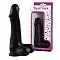 Чёрный фаллоимитатор с пышной мошонкой и присоской - 18,5 см.
