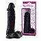Чёрный фаллоимитатор с удлинённой мошонкой и присоской - 17 см.