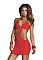 Платье с золотыми цепочками DRESS WITH ABSTRACT CUTOUTS RED L 882674-RED-L