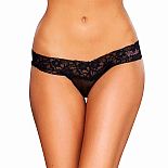 <strong>Нежные трусики с ажурным пояском</strong> <br />
Черные трусики-полосочки из кружев с низкой посадкой на бедрах. Сзади имеют форму танга. <div class="charTableblock"><div><span>Размер</span>: M (44-46); L (46-48)</div><div><span>Цвет</span>: черный</div><div><span>Производитель</span>: Hustler Lingerie, США</div><div><span>В наличии</span>: M-L, черный</div></div> Нежные трусики с ажурным пояском
Черные трусики-полосочки из кружев с низкой посадкой на бедрах. Сзади имеют форму танга.