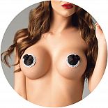 <strong>Чёрные пэстисы с серебристым кантом и розочками</strong> <br />
Черные пэстис, украшенные серебристой тесьмой по окружности и аккуратными черными розами, подойдут для придания изящности и игривости. <div class="charTableblock"> </div> Чёрные пэстисы с серебристым кантом и розочками
Черные пэстис, украшенные серебристой тесьмой по окружности и аккуратными черными розами, подойдут для придания изящности и игривости.