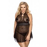 <strong>Кокетливая кружевная сорочка Rhiannon с узором в виде бантиков</strong> <br />
Кокетливая кружевная сорочка Rhiannon с узором в виде бантиков. <div class="charTableblock"><div><span>Размер</span>: XL (48-50); 1X (50-52); 3X (54-56); 4X (56-58); 5X (58-60); 6X (60-62)</div><div><span>Цвет</span>: черный</div><div><span>Производитель</span>: Anais, Польша</div><div><span>В наличии</span>: 3X-4X, черный; XL-XXL, черный; 5X-6X, черный</div></div> Кокетливая кружевная сорочка Rhiannon с узором в виде бантиков
Кокетливая кружевная сорочка Rhiannon с узором в виде бантиков.