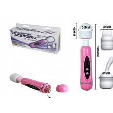 <strong>Розовый вибромассажер с тремя насадками - 19,6 см.</strong> <br />
Вибромассажер, изготовленный из пластика с тремя видами насадок.<div class="charTableblock"> </div> Розовый вибромассажер с тремя насадками - 19,6 см.
Вибромассажер, изготовленный из пластика с тремя видами насадок.