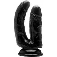 <strong>Чёрный анально-вагинальный фаллоимитатор Realistic Double Cock 6,5 Inch - 16,5 см.</strong> <br />
Дважды весело, значит, в два раза больше удовольствия с этим RealRock! Этот донг был разработан для введения во влагалище и анус одновременно.<div class="charTableblock"><div><span>Длина, см</span>: 16.50</div><div><span>Материал</span>: TPE / TPR</div><div><span>Цвет</span>: черный</div><div><span>Особенности</span>: двухголовый; на присоске; без мошонки</div><div><span>Длина, см</span>: 13-16</div><div><span>Производитель</span>: Shots Media BV, Нидерланды</div></div> Чёрный анально-вагинальный фаллоимитатор Realistic Double Cock 6,5 Inch - 16,5 см. 
Дважды весело, значит, в два раза больше удовольствия с этим RealRock! Этот донг был разработан для введения во влагалище и анус одновременно.