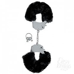 Металлические наручники с чёрным мехом Металлические наручники с чёрным мехом