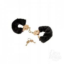 Наручники с чёрной меховой опушкой GOLD DELUXE FURRY CUFFS Наручники с чёрной меховой опушкой GOLD DELUXE FURRY CUFFS