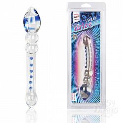 Двусторонний стеклянный фаллос с разными головками Sweet Drive - 22 см.  Двусторонний стеклянный фаллос с разными головками Sweet Drive - 22 см.