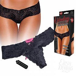 Ажурные чёрные трусики-тонг с вибропулей Ажурные чёрные трусики-тонг с вибропулей