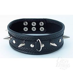 Чёрный кожаный ошейник с толстыми шипами Чёрный кожаный ошейник с толстыми шипами