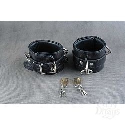 Чёрные кожаные подвёрнутые наручники Чёрные кожаные подвёрнутые наручники