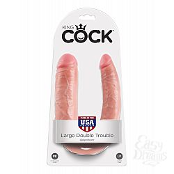 Фаллоимитатор двухсторонний U-SHAPED LARGE DOUBLE TROUBLE большой телесный Фаллоимитатор двухсторонний U-SHAPED LARGE DOUBLE TROUBLE большой телесный