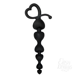 Чёрная анальная цепочка с звеньями-сердечками HEARTY ANAL WAND SILICONE - 18 см. Чёрная анальная цепочка с звеньями-сердечками HEARTY ANAL WAND SILICONE - 18 см.