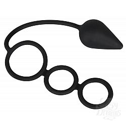 Чёрные кольца на пенис с анальным хвостом Чёрные кольца на пенис с анальным хвостом