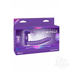 Эрекционное кольцо Silicone Double Penetrator Rabbit для двойного проникновения фиолетовое с вибраци Эрекционное кольцо Silicone Double Penetrator Rabbit для двойного проникновения фиолетовое с вибраци