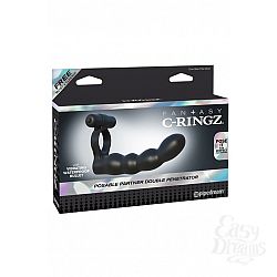 Эрекционное кольцо Posable Partner Double Penetrator для двойного проникновения черное с вибрацией Эрекционное кольцо Posable Partner Double Penetrator для двойного проникновения черное с вибрацией