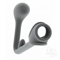 Серая анальная пробка с эрекционным кольцом SONO 3 - 11,4 см. Серая анальная пробка с эрекционным кольцом SONO 3 - 11,4 см.