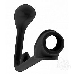 Чёрная анальная пробка с эрекционным кольцом SONO 3 - 11,4 см. Чёрная анальная пробка с эрекционным кольцом SONO 3 - 11,4 см.