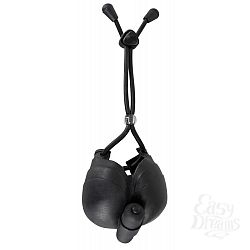 Чёрное эрекционное лассо с виброподхватом мошонки Bad Kitty Чёрное эрекционное лассо с виброподхватом мошонки Bad Kitty