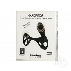 Чёрная эрекционная насадка Gladiator со стимулятором клитора и пультом управления вибрацией Чёрная эрекционная насадка Gladiator со стимулятором клитора и пультом управления вибрацией