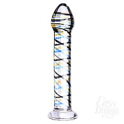 Стеклянный фаллоимитатор с полосками - 16,5 см, Прозрачный Стеклянный фаллоимитатор с полосками - 16,5 см, Прозрачный
