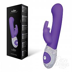  Фиолетовый вибромассажёр The G-spot Rabbit с украшенной стразами рукоятью - 22 см.