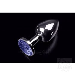Маленькая серебристая анальная пробка с круглым кончиком и синим кристаллом - 7 см. Маленькая серебристая анальная пробка с круглым кончиком и синим кристаллом - 7 см.