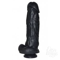 Чёрный фаллоимитатор с пышным стволом и присоской - 20,5 см. Чёрный фаллоимитатор с пышным стволом и присоской - 20,5 см.