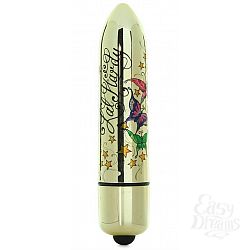 Золотистая вибропуля Wings of Desire с принтом в виде бабочек - 12,4 см. Золотистая вибропуля Wings of Desire с принтом в виде бабочек - 12,4 см.