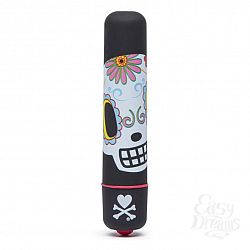 Чёрная вибропуля с раскрашенным черепом MINI BULLET VIBRATOR DIA DE LOS MUERTOS Чёрная вибропуля с раскрашенным черепом MINI BULLET VIBRATOR DIA DE LOS MUERTOS