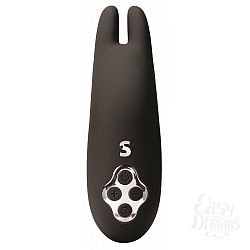 Чёрный вибратор Revelation с ушками - 14,5 см. Чёрный вибратор Revelation с ушками - 14,5 см.