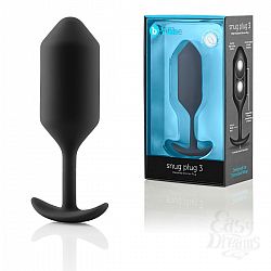  Чёрная пробка для ношения B-vibe Snug Plug 3 - 12,7 см.