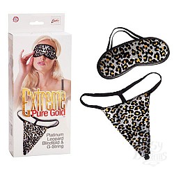 Платиновые леопардовые трусики-стринги и маска PURE GOLD 2705-10 BX SE Платиновые леопардовые трусики-стринги и маска PURE GOLD 2705-10 BX SE