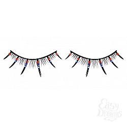 Ресницы чёрные с красными и голубыми стразами Ресницы чёрные с красными и голубыми стразами