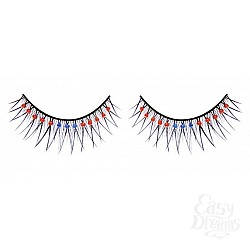 Ресницы чёрные с красными и голубыми стразами Ресницы чёрные с красными и голубыми стразами