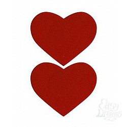 Наклейки на грудь - стикини в форме сердечек. Многоразовые., Телесный Наклейки на грудь - стикини в форме сердечек. Многоразовые., Телесный