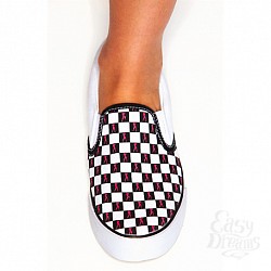 Кеды-мокасины с силуэтами танцовщиц HUSTLER HFW-401-BKWT-7 Кеды-мокасины с силуэтами танцовщиц HUSTLER HFW-401-BKWT-7