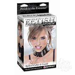 Ошейник с шипами и металлическим поводком-цепочкой Ошейник с шипами и металлическим поводком-цепочкой