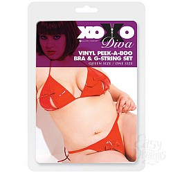 Красные лиф и трусики из винила DIVA 12-7017XOD  Красные лиф и трусики из винила DIVA 12-7017XOD