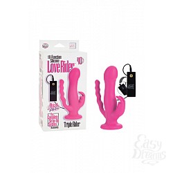 Фаллоимитатор-насадка на присоске трехголовый Triple Riders с вибрацией розовый Фаллоимитатор-насадка на присоске трехголовый Triple Riders с вибрацией розовый