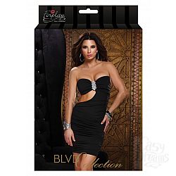 Асимметричное платье с брошью из горного хрусталя TUBE DRESS WITH SIDECUTOUT BLACK L 882416-BLACK-L Асимметричное платье с брошью из горного хрусталя TUBE DRESS WITH SIDECUTOUT BLACK L 882416-BLACK-L