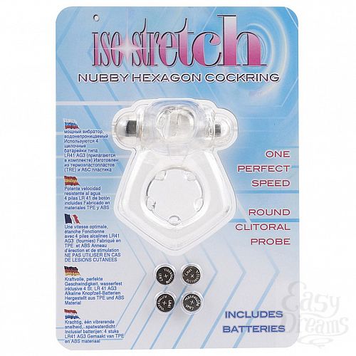 ���������� 2  ������� NUBBY CLITORAL PROBE COCK RING - CLEAR (BLISTER CARD)