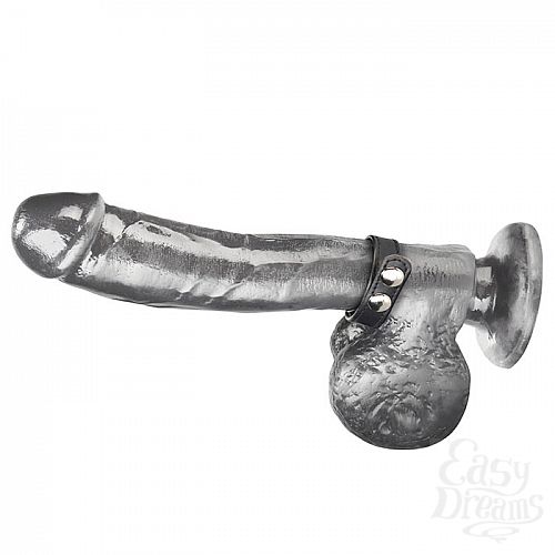 Фотография 3  Кольцо на пенис из искусственной кожи на клепках SNAP COCK RING