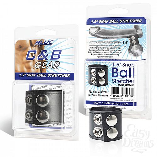 Фотография 1:  Хомут-утяжка для мошонки из искусственной кожи на клепках SNAP BALL STRETCHER