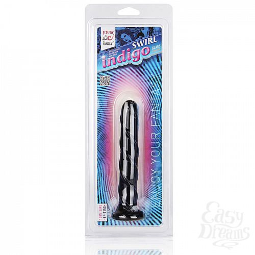 Фотография 3:  Фаллоимитатор цвета индиго Swirl Indigo - 16 см. Фотография 3  Фаллоимитатор цвета индиго Swirl Indigo - 16 см.