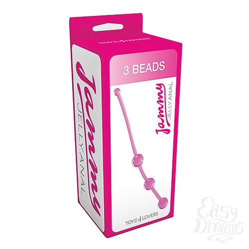 ���������� 2  ������� �������� ������� JAMMY JELLY ANAL 3 BEADS PINK - 15 ��.